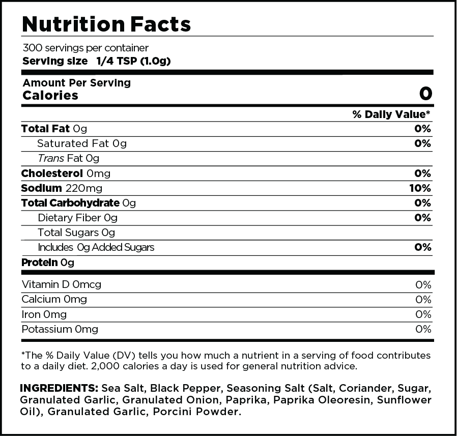 Beefy BBQ Rub Nutrition Label