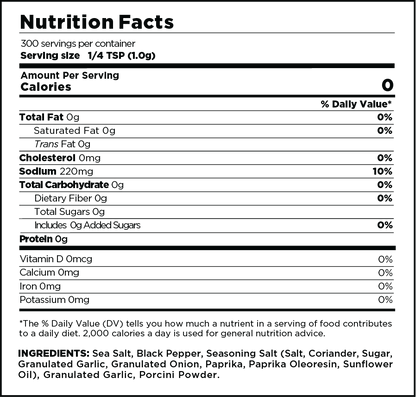 Beefy BBQ Rub Nutrition Label